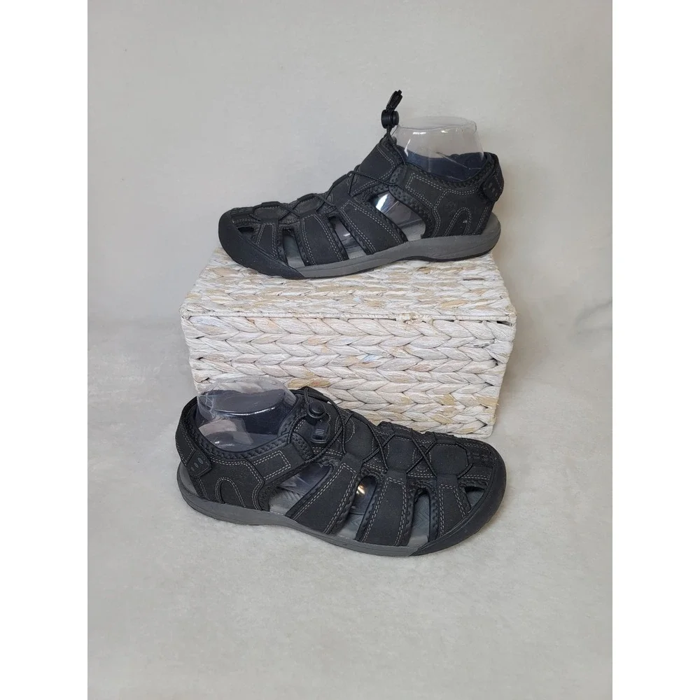 Khombu Fisherman Outdoor Hiking‎ Sandals Minimalist Camping Bungee Black Size 10